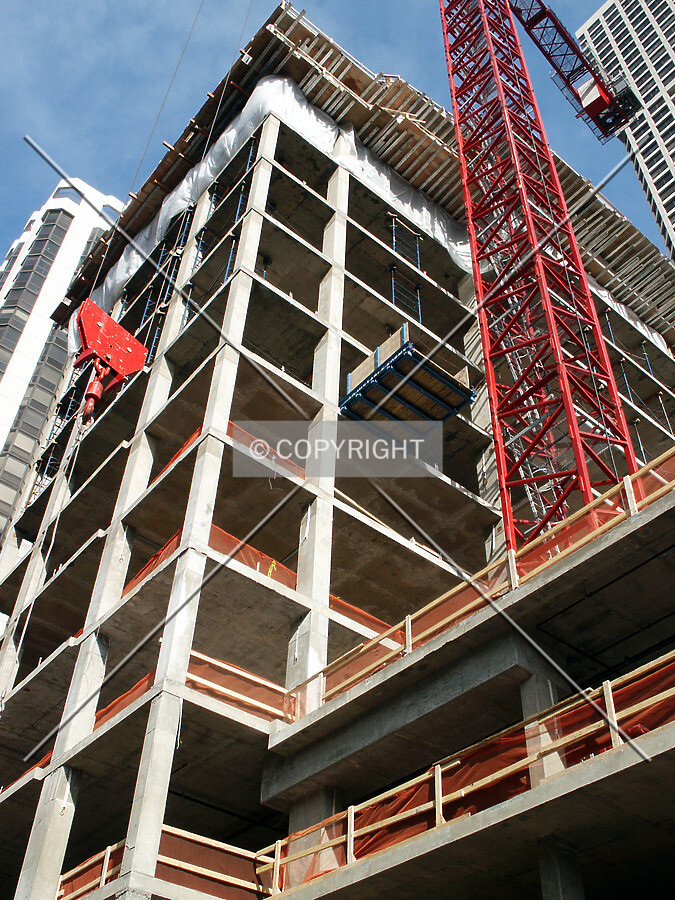 Looking up the southwest corner