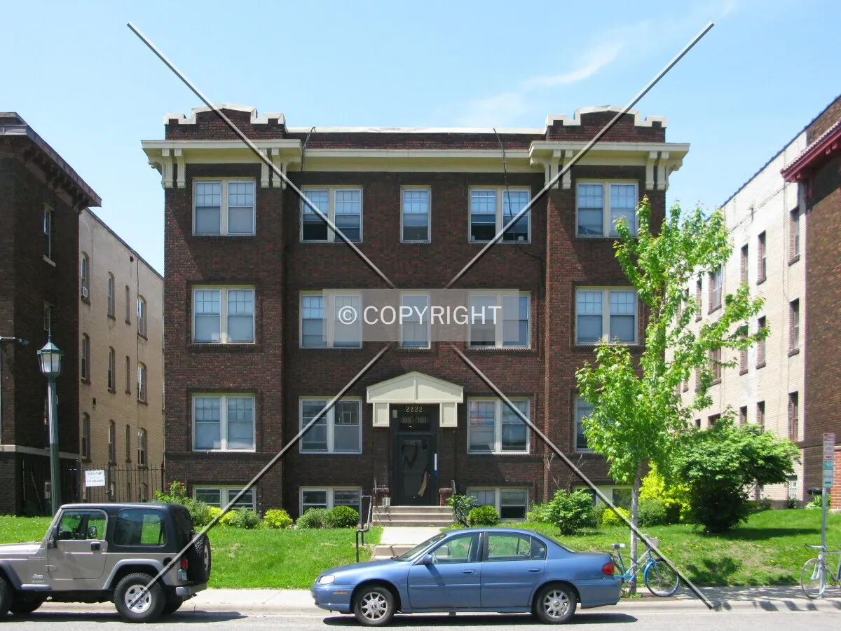 Full front elevation from across Nicollet Avenue