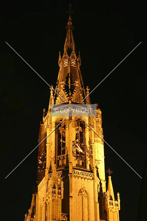 The spire at night
