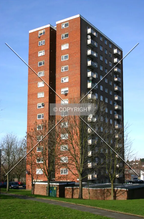 Full-height view from the estate