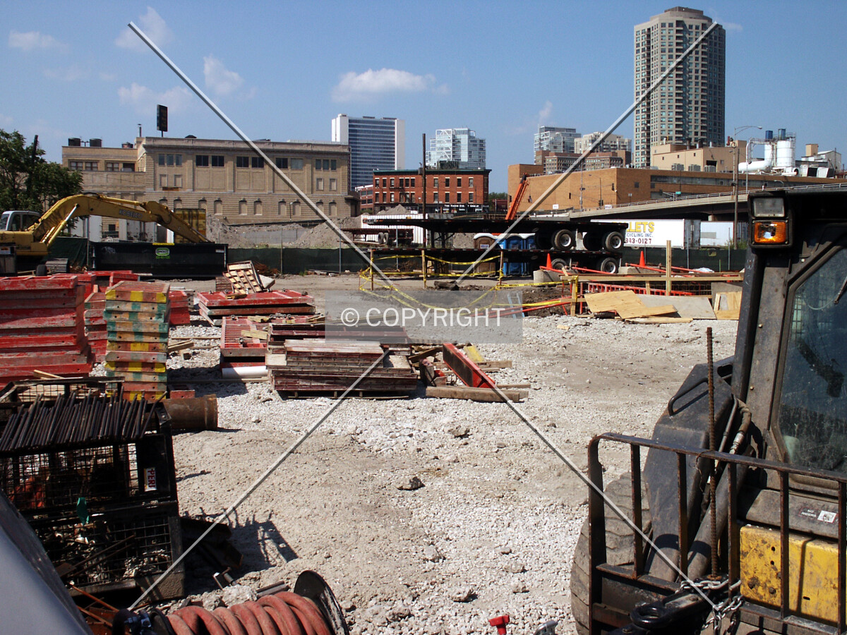 Looking northeast across the high-rise foundations