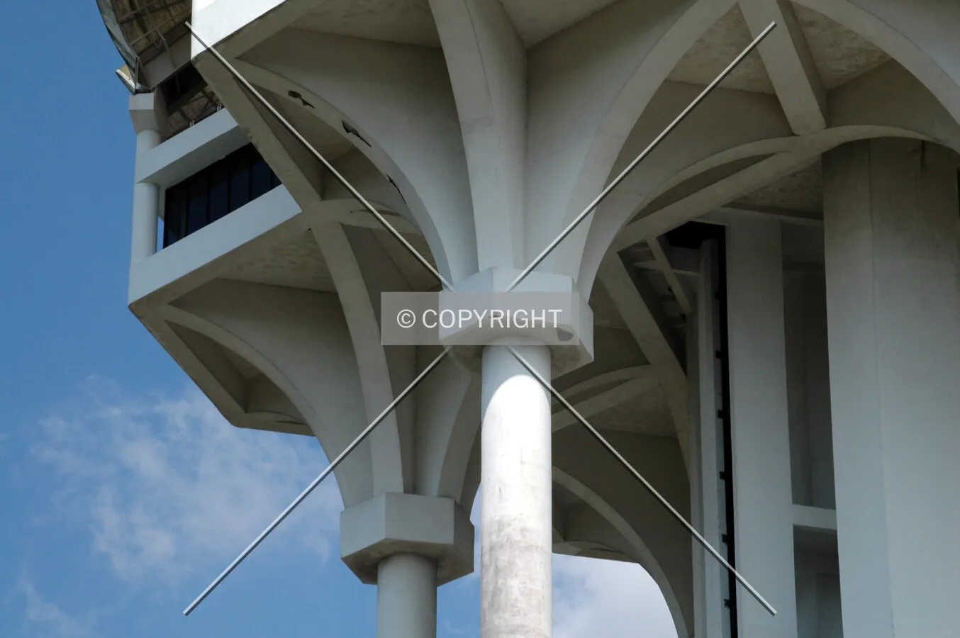 Underside of the observation platform and one of the support columns