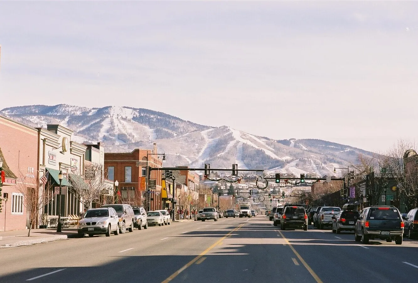 View in downtown looking toward Mount Werner