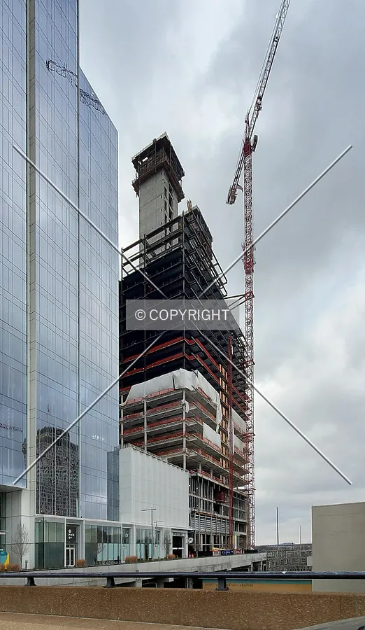 From the southeast during construction; December 26, 2021