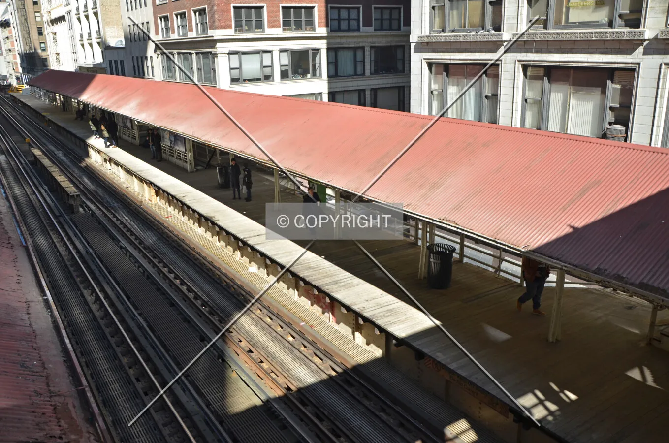 Eastern platform viewed from the transfer bridge; March 7, 2015.