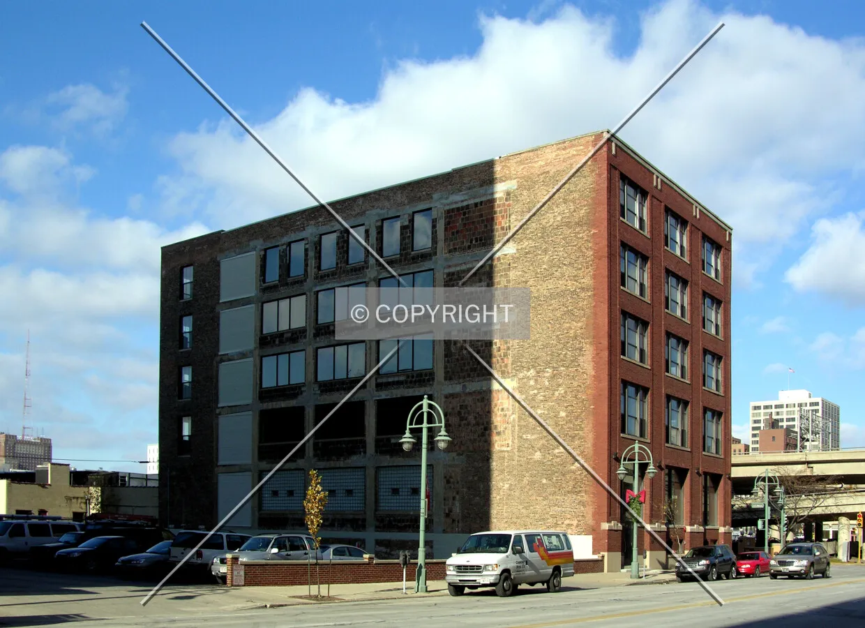 From the southeast across North Milwaukee Street