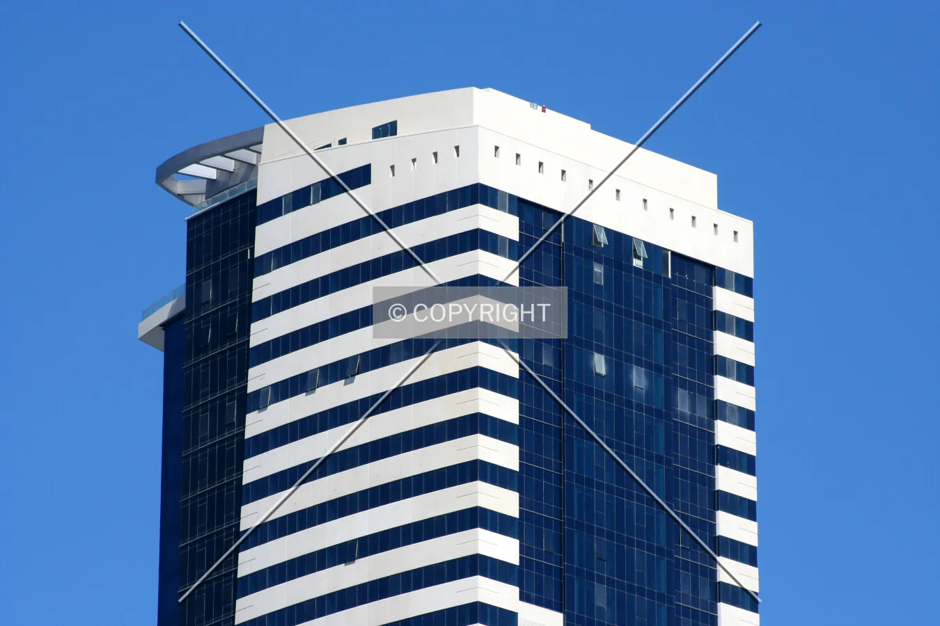 Looking up to the top from the marina
