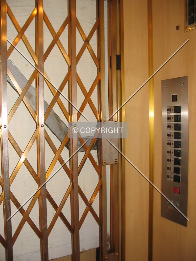 The pantographic door elevator interior