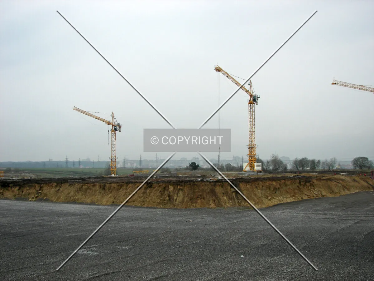 Looking across the construction site from its southwest corner