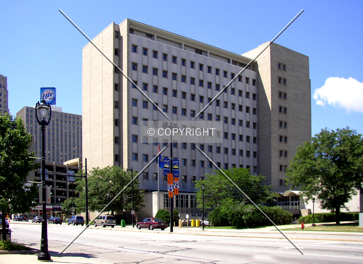 View to the southwest across North 6th Street
