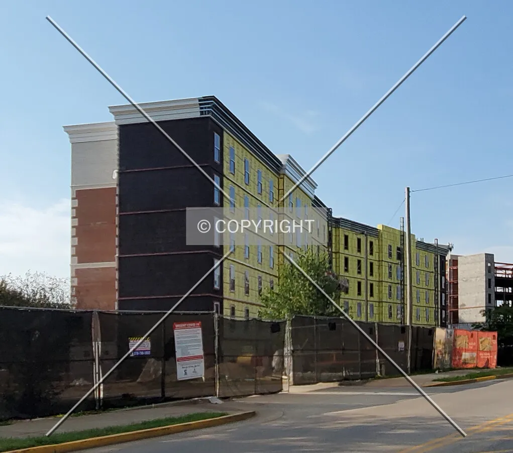 From the south during construction; July 3, 2020