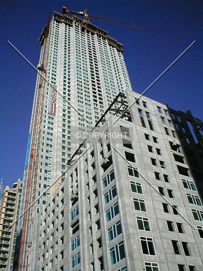 Low angle elevation looking north from Dearborn Street at Ohio