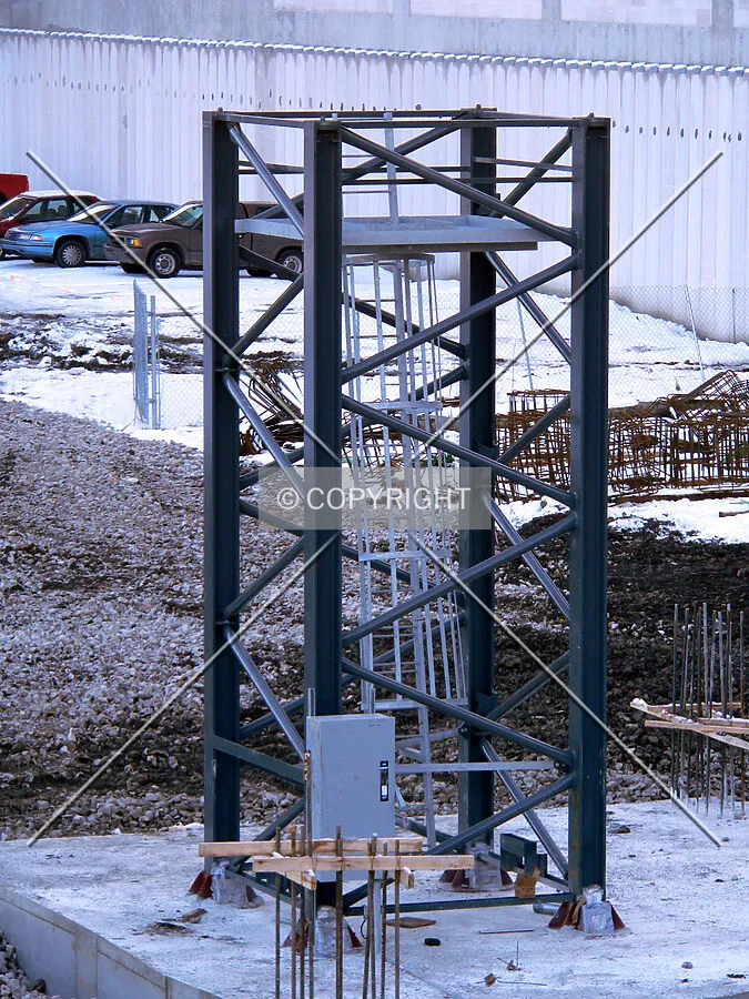 The base of the tower crane in position