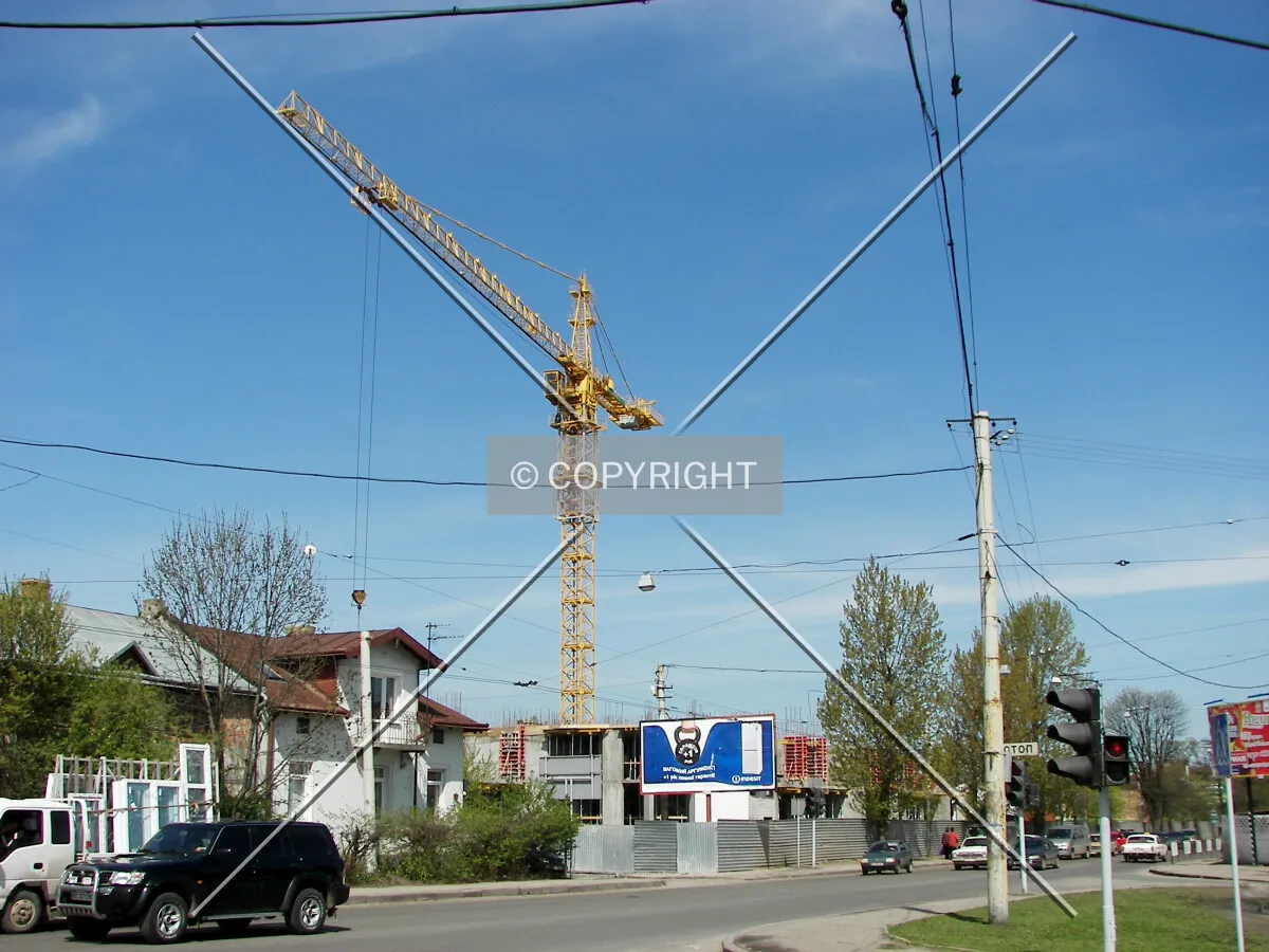 Construction site seen from across Antonovycha Street