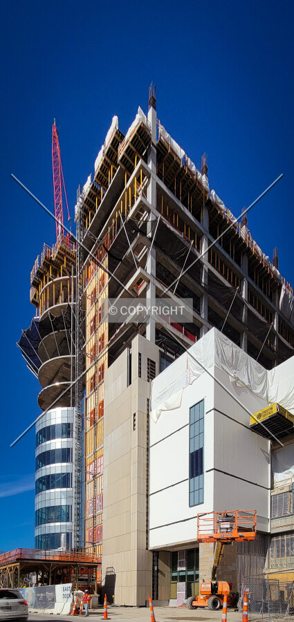 From the southeast during construction; January 18, 2024