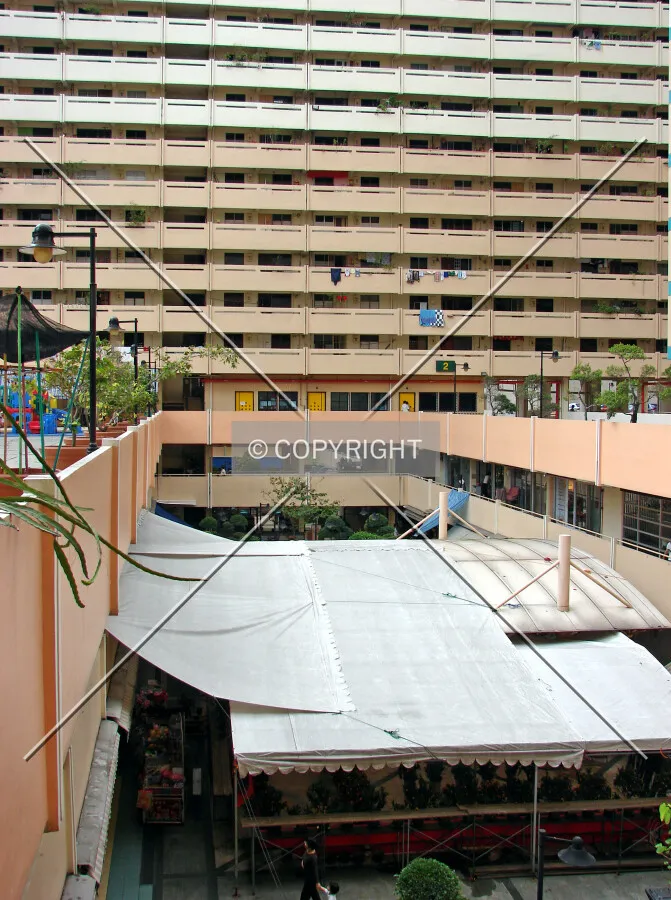 Courtyard between Blocks 2 and 4 as seen from the north