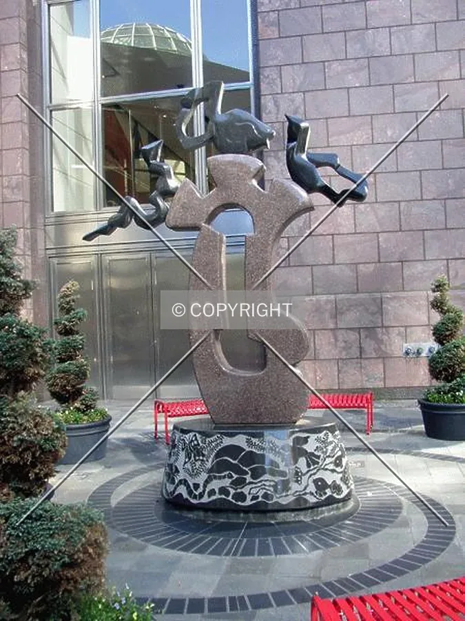Sculpture on the northwest side of the building off Tryon Street