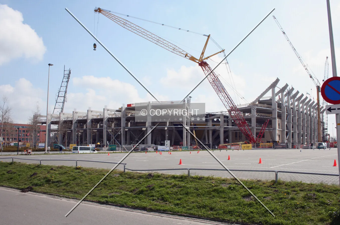 A crane getting ready for service