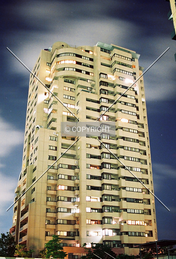 Full-height view at night