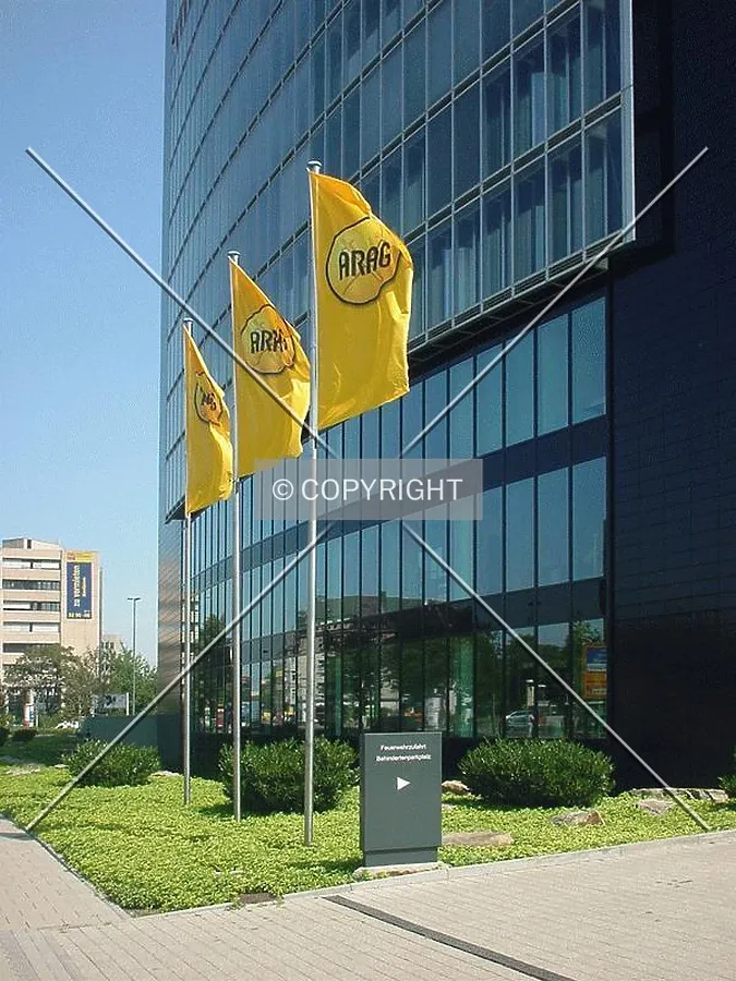 Flags in front of the building