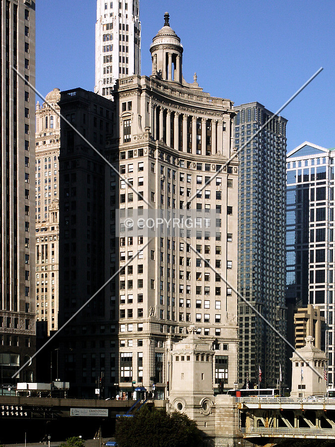 Northeast view from across the Chicago River