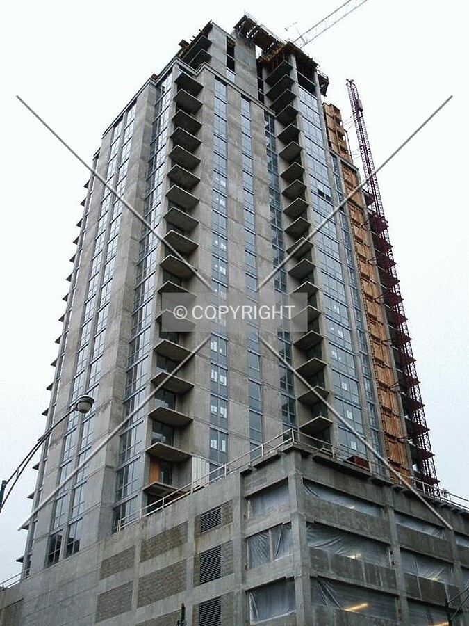 Looking up the southwest corner