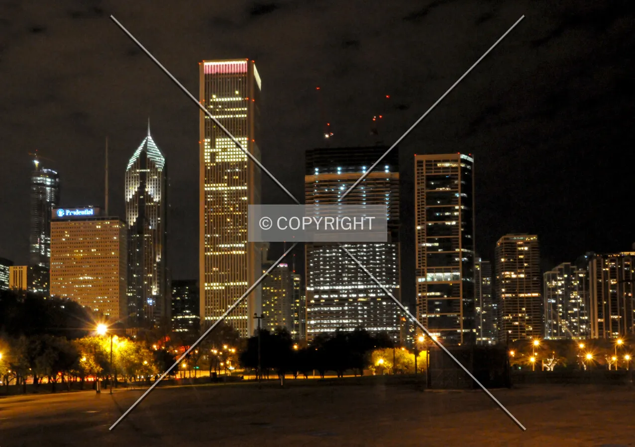 Looking north from Grant Park. Trump Tower is also seen under construction in the background on the far left