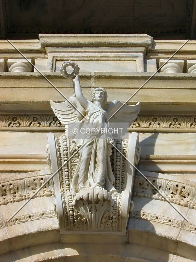 Sculptural element above main entrance
