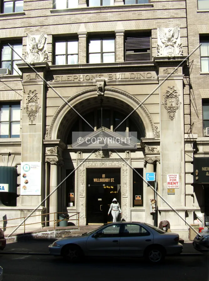 Main entrance viewed from the south across Willoughby Street