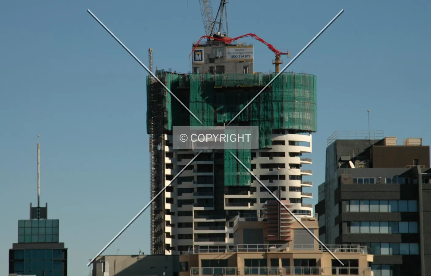 Top of the building viewed from the east