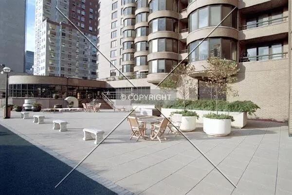 Sun deck with the jogging track at the lower left