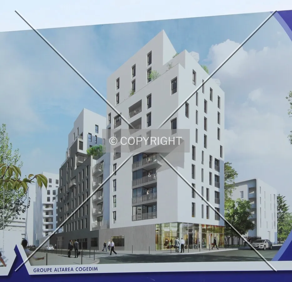 Rendering view from the northwest, displayed at the construction site.
