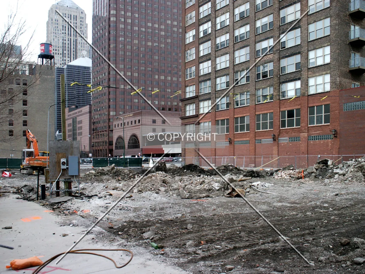 View from the southwest in the early stages of site preparation