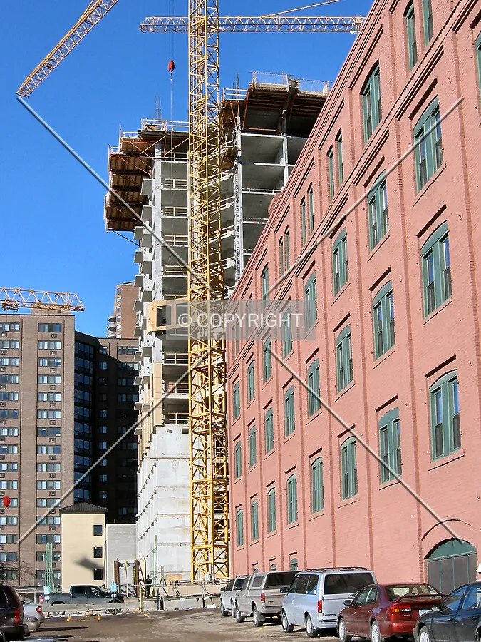 Southeast corner rising beyond Mill Place
