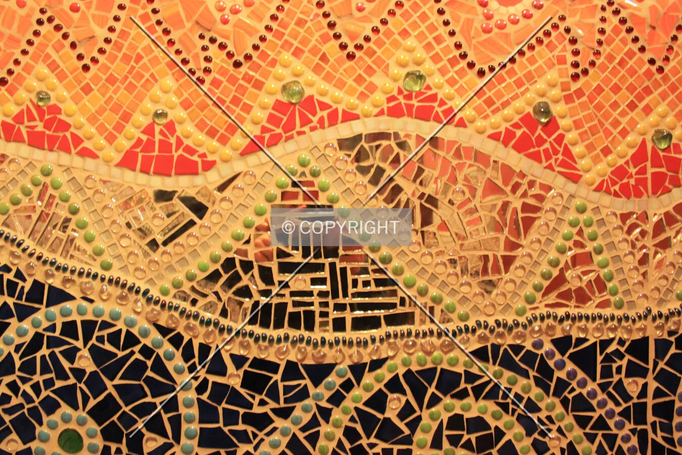 Detail of the mosaic in the women's restroom