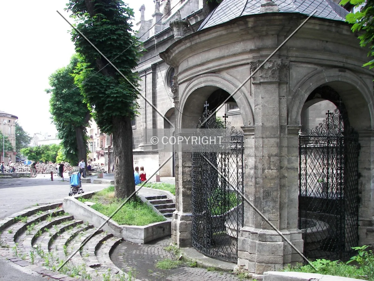 Looking across monastery yard