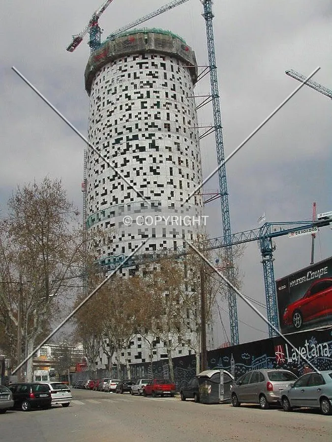 View of the tower from Carrer Badajoz on March 25
