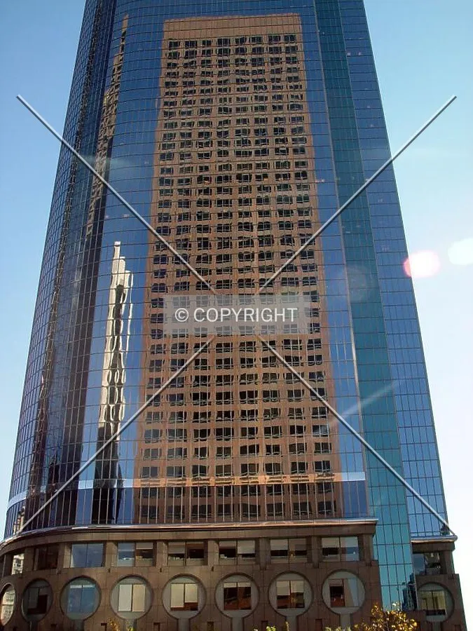 Reflection of KPMG Tower in Two California Plaza facade