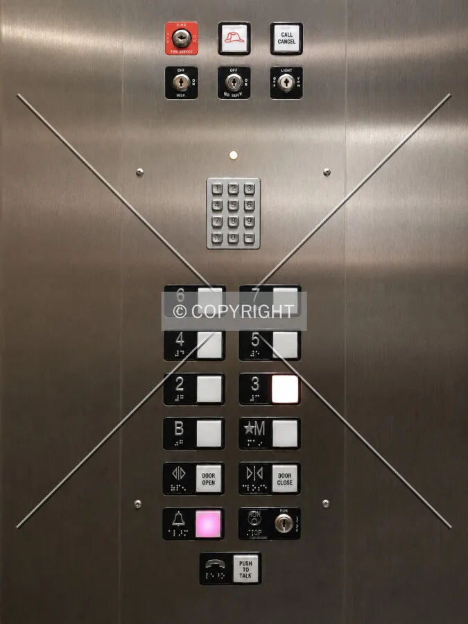 Elevator control panel, Monday, August 10, 2026