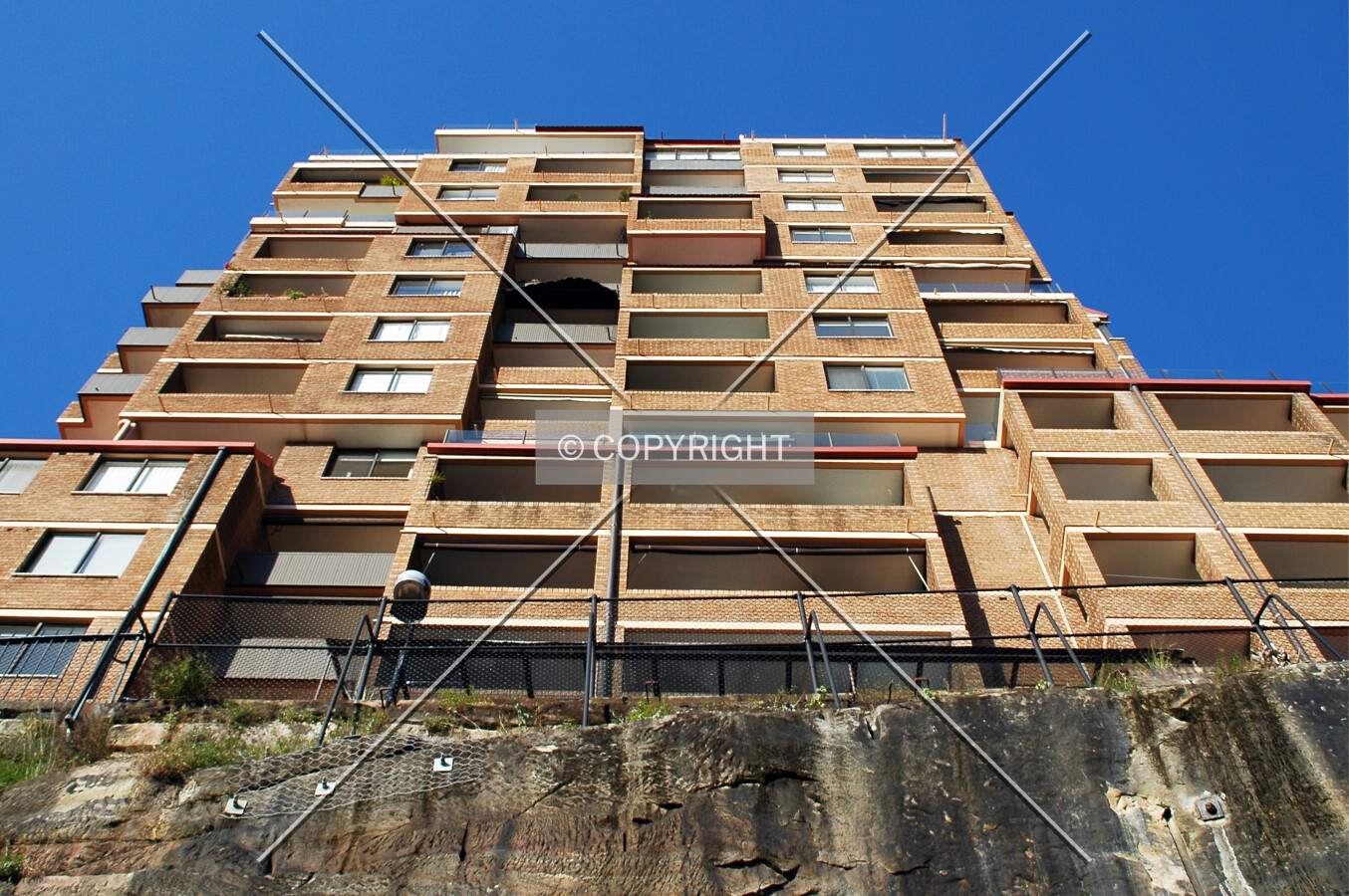 Looking up from Brougham Street