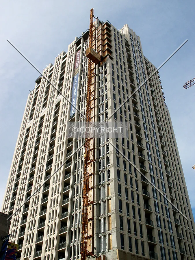 Looking up the southeast corner