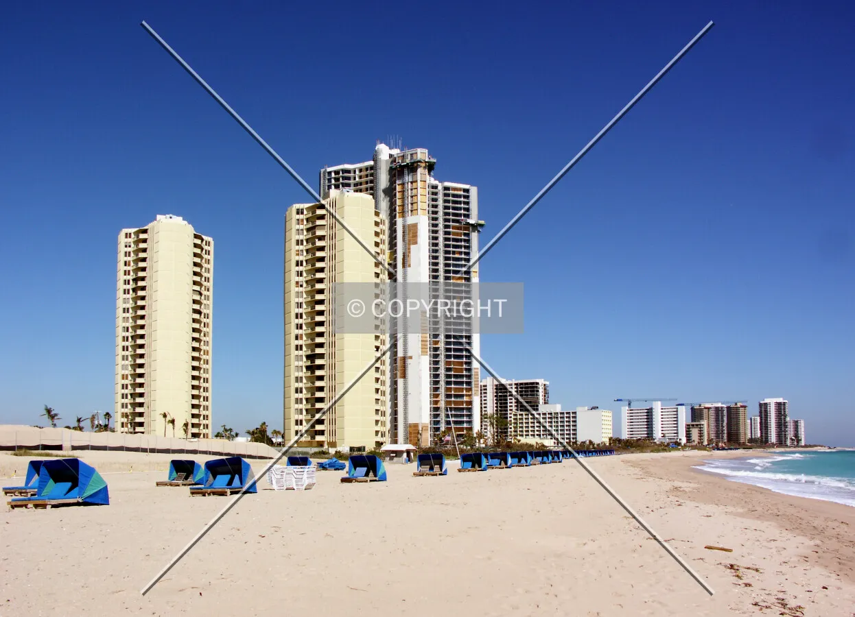 Beachfront towers from south