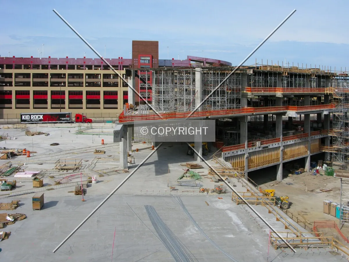 Future right field seats meeting the plaza over Interstate 394, from Garage B