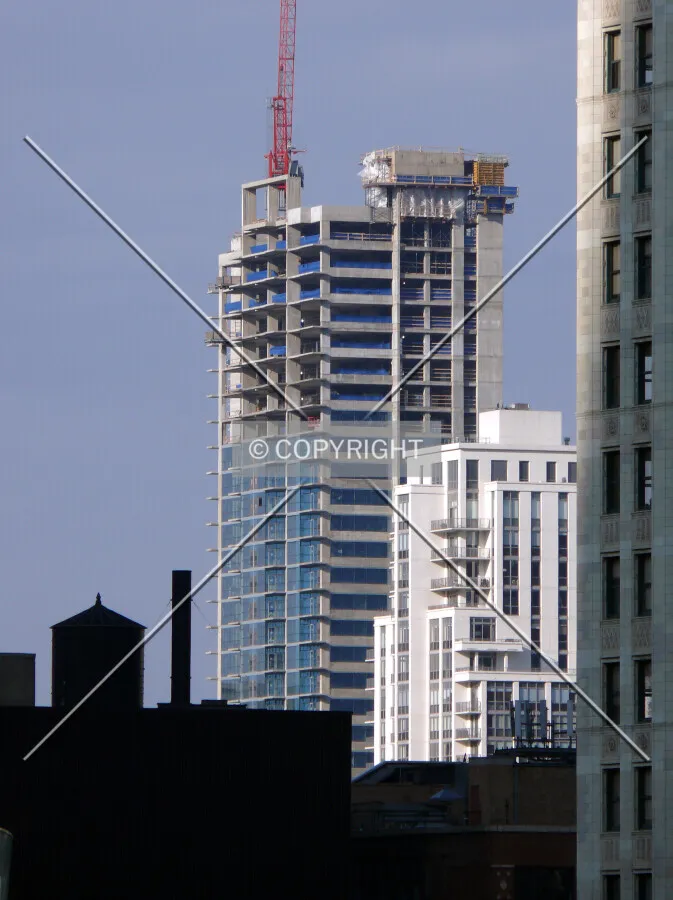 View to the northwest from Wacker Drive at about Stetson Street