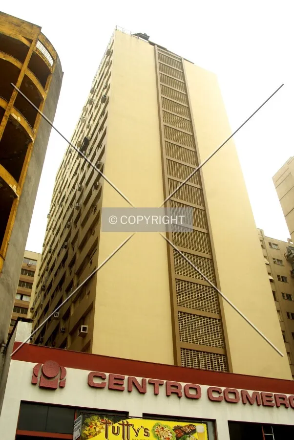 Looking up from across Independência Avenue