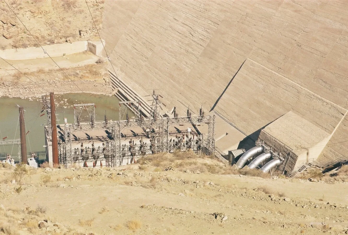 Looking down at the powerhouse