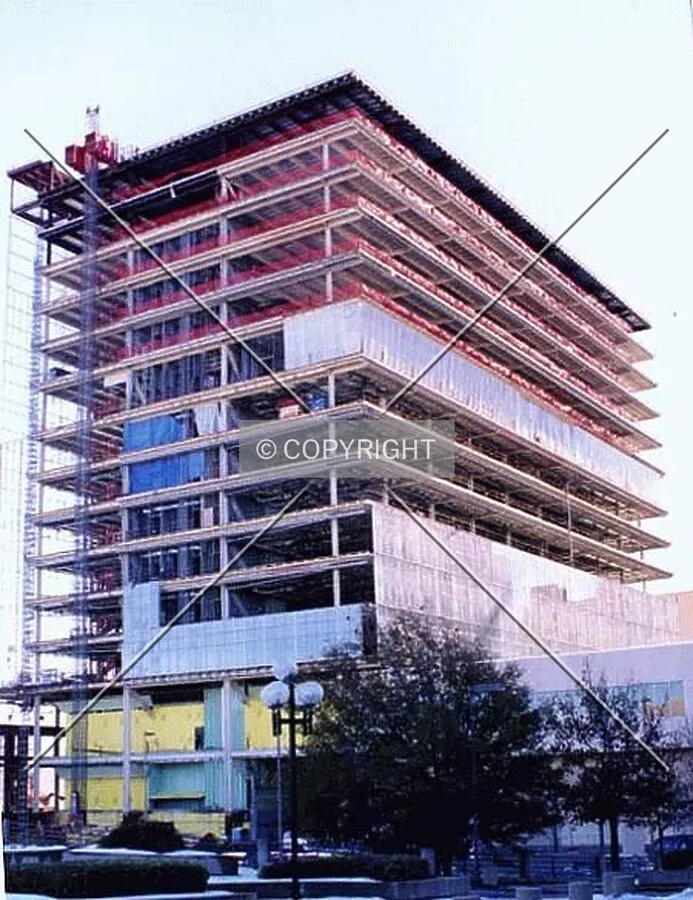 Early stages of curtain wall installation