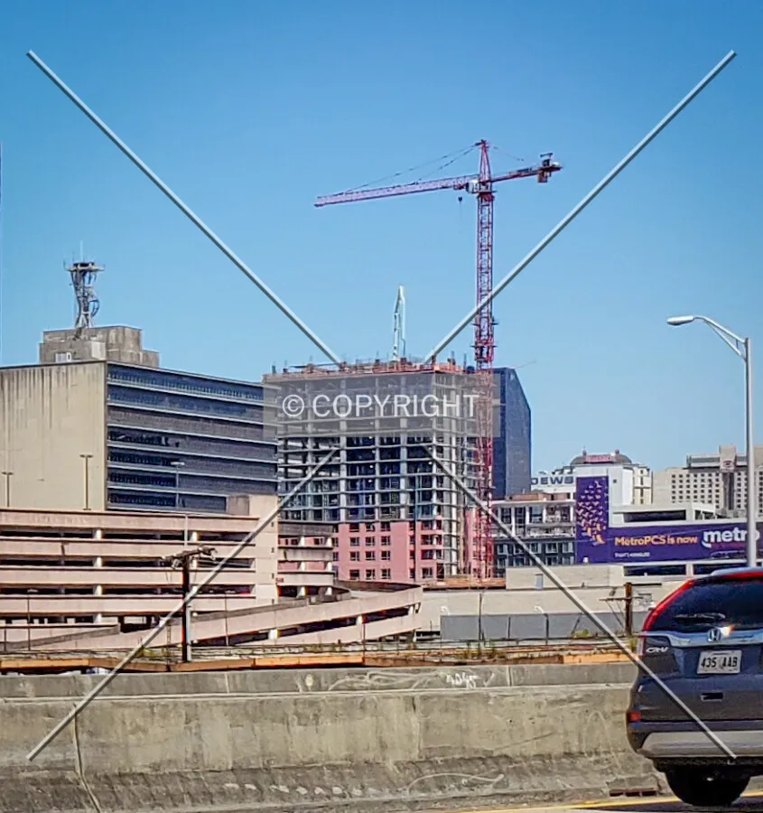 Distant view from the west during construction; August 31, 2019