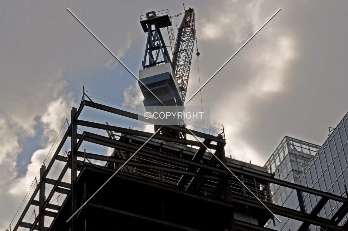 Looking up from the intersection of Randolph and Franklin streets