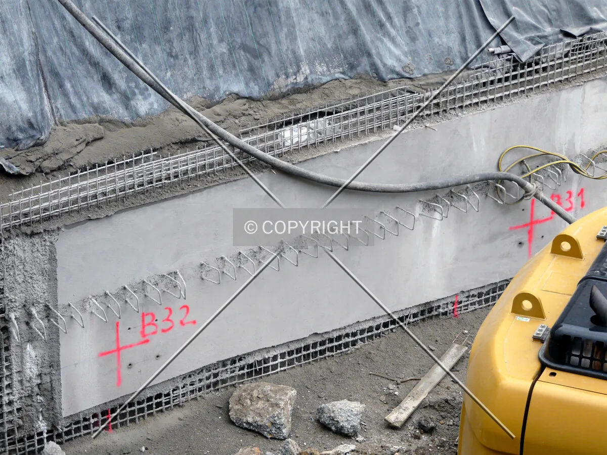 Marks for raker beams on the north retaining wall